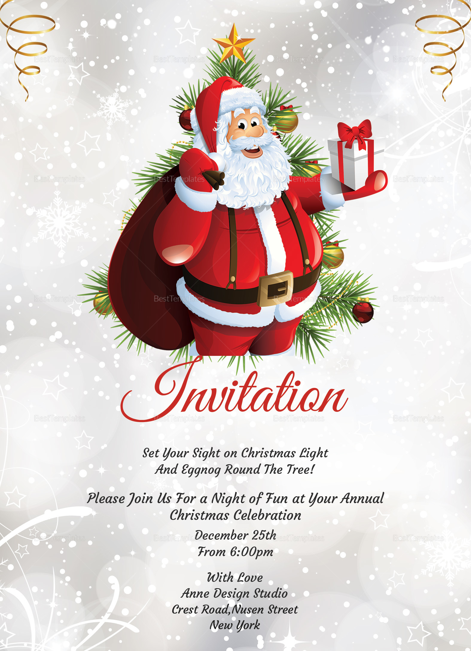 Christmas Dinner Party Invitation Template In Adobe Photoshop within Christmas Dinner Party Invitations Template