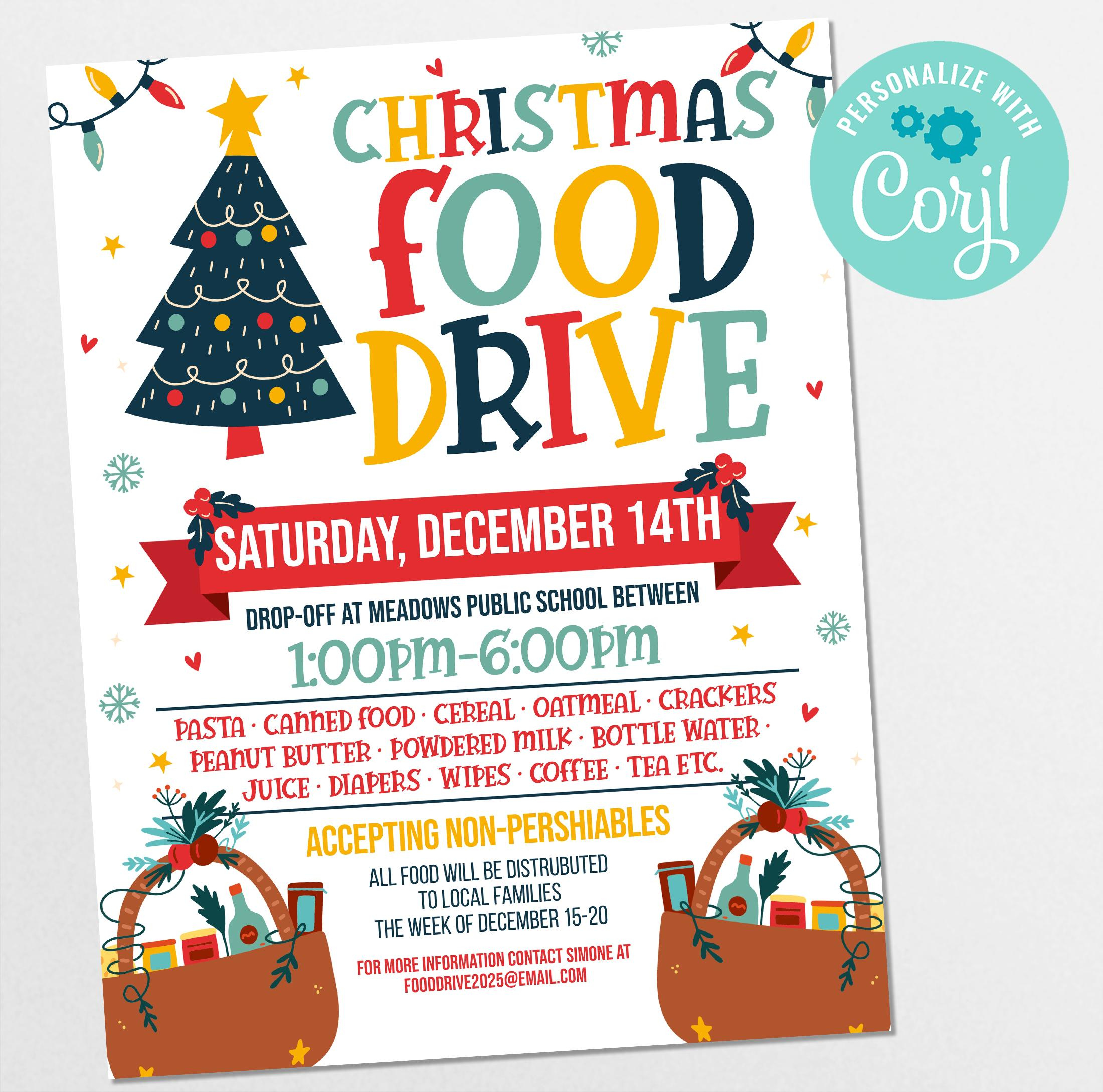 Christmas Donation Flyer - Etsy.de regarding Christmas Food Drive Poster Template