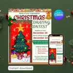 Christmas Door Decorating Contest Flyer, Urlaub Dekor, Fotos Mit For Christmas Door Decorating Contest Flyer Template