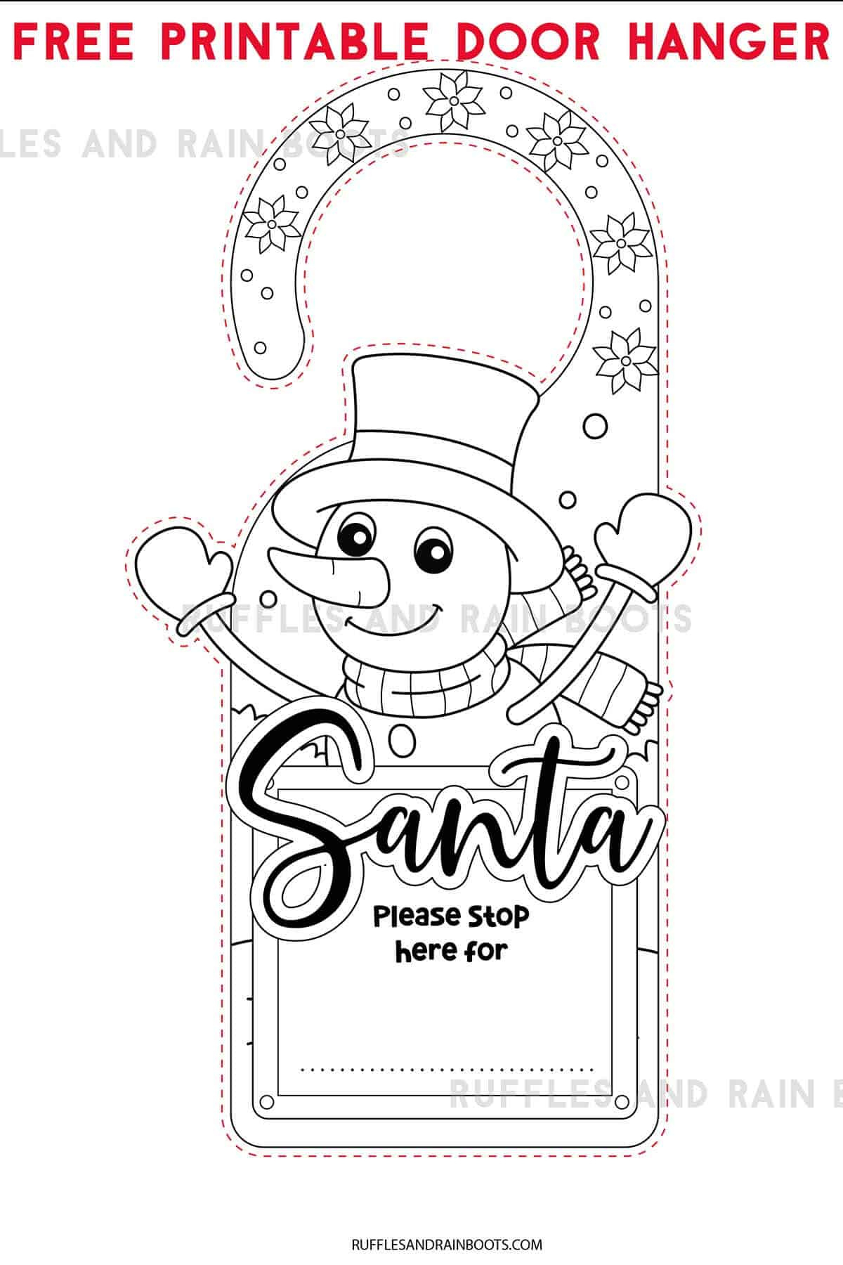 Christmas Door Hanger Printable Coloring Page - Ruffles And Rain Boots in Christmas Door Hanger Template