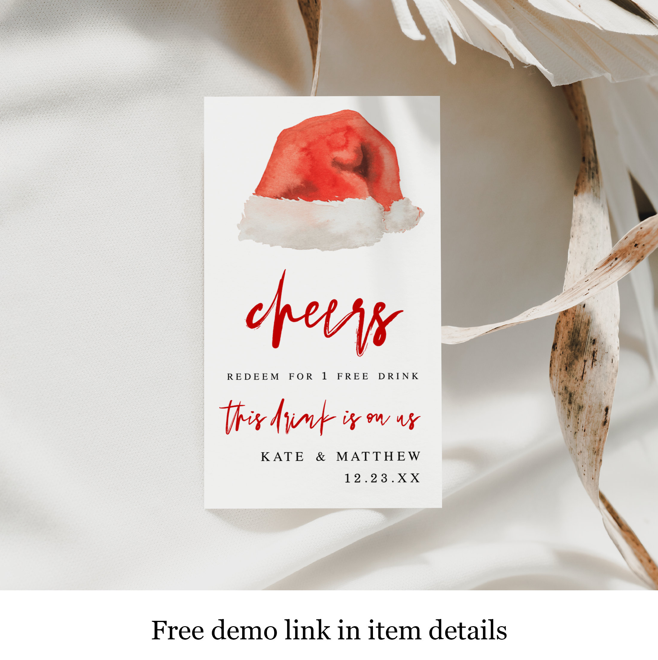 Christmas Drink Tickets Template, Try Before You Buy, Digital within Christmas Drink Ticket Template