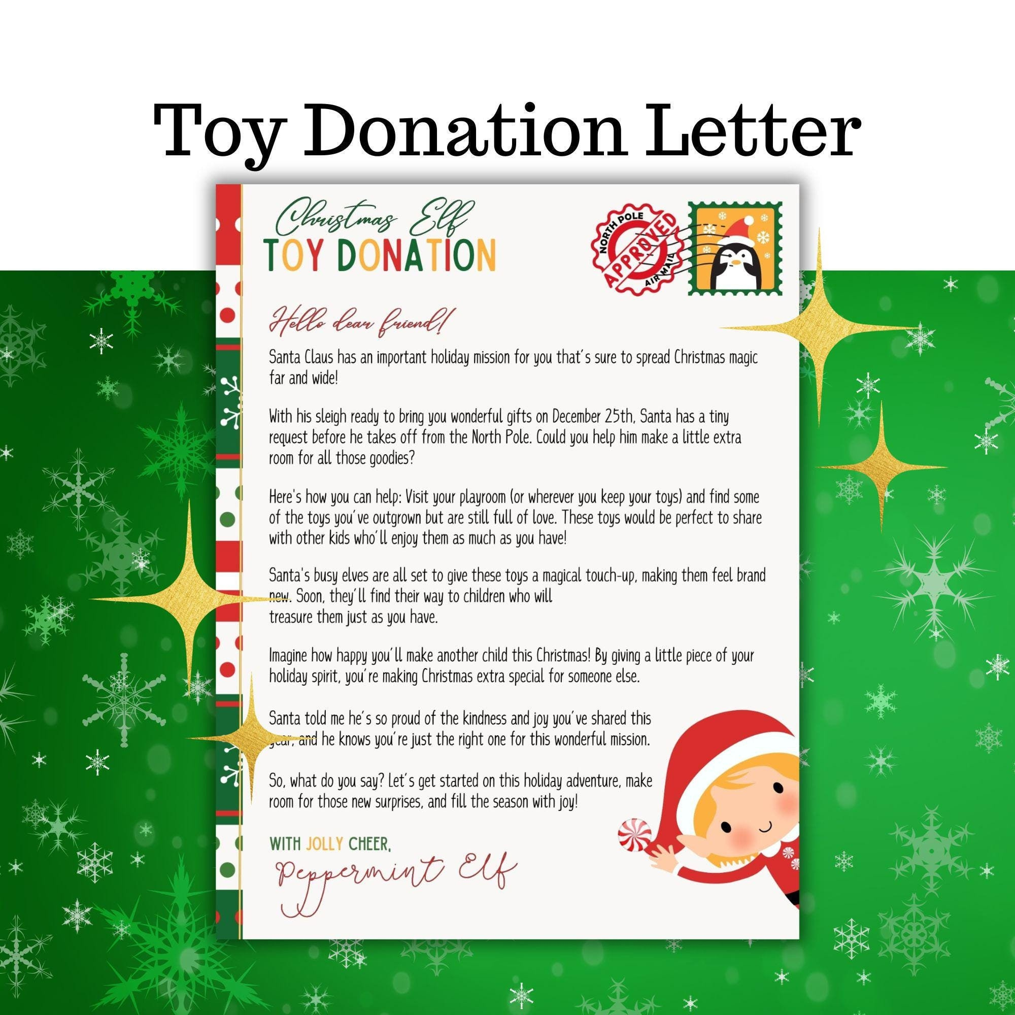 Christmas Elf Donation Request, Printable Letter To Kids, Good intended for Christmas Donation Letter Template