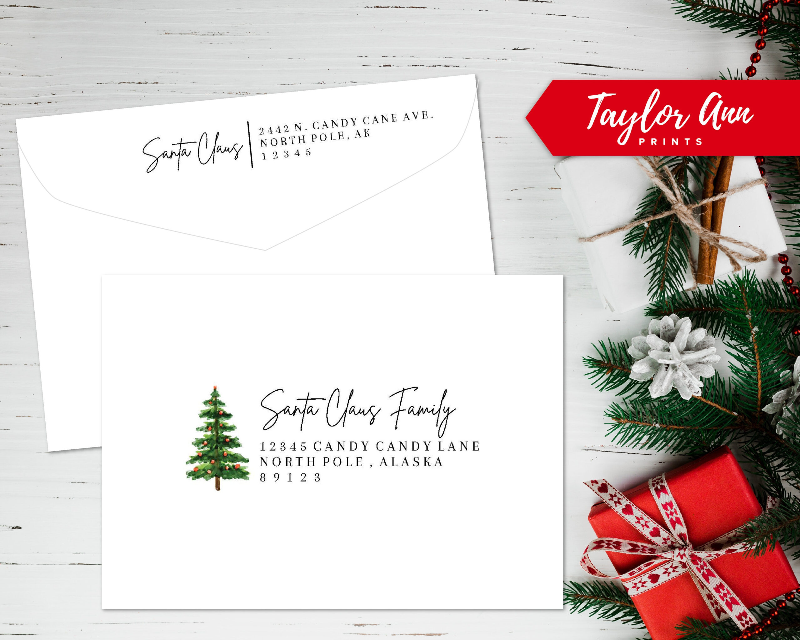 Christmas Envelope Address Template Editable Printable Classic with regard to Christmas Card Envelope Address Template
