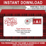 Christmas Envelope   Buffalo Plaid Pertaining To Christmas Envelope Address Template