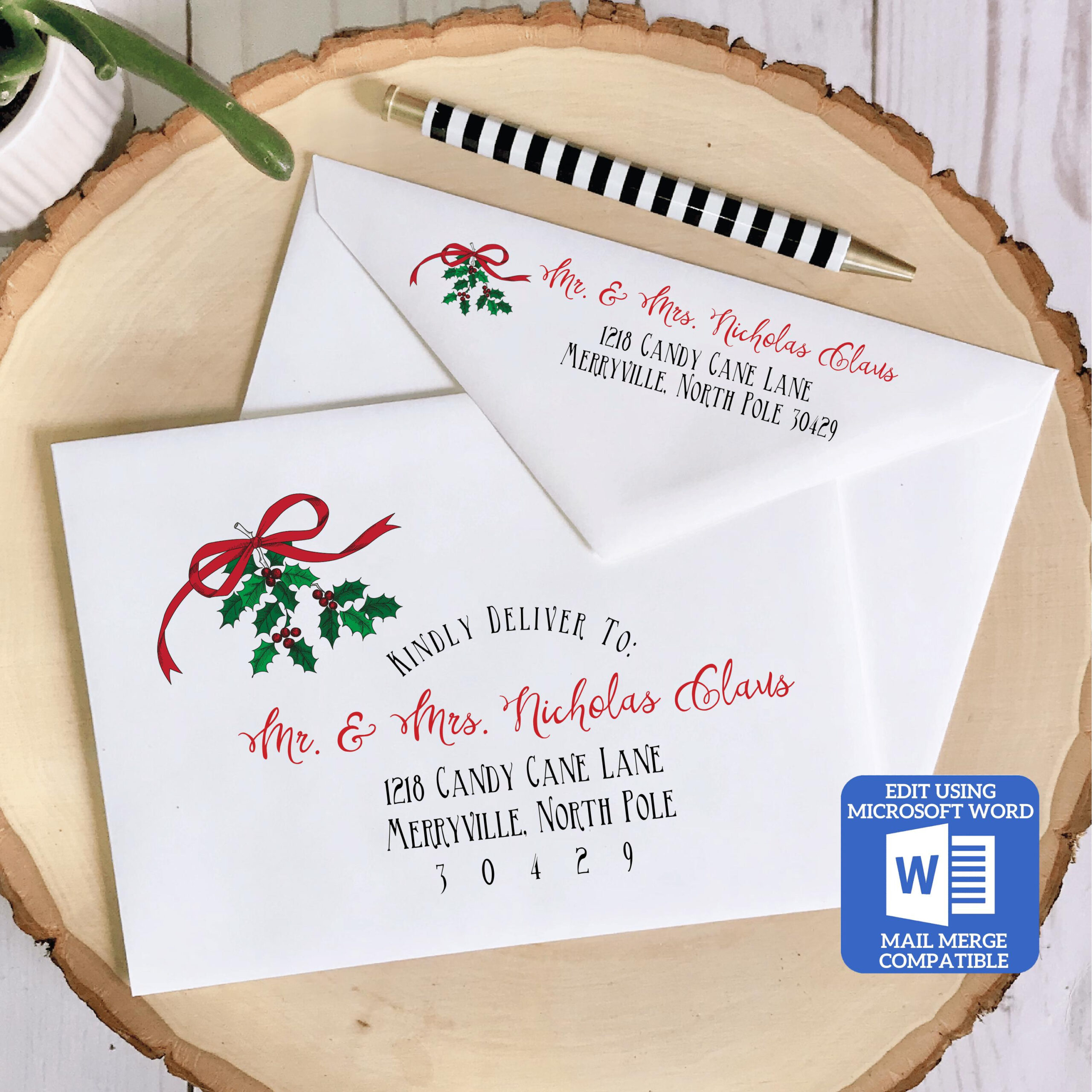 Christmas Envelope Template For Microsoft Word | Mail Merge within Christmas Envelope Design Template