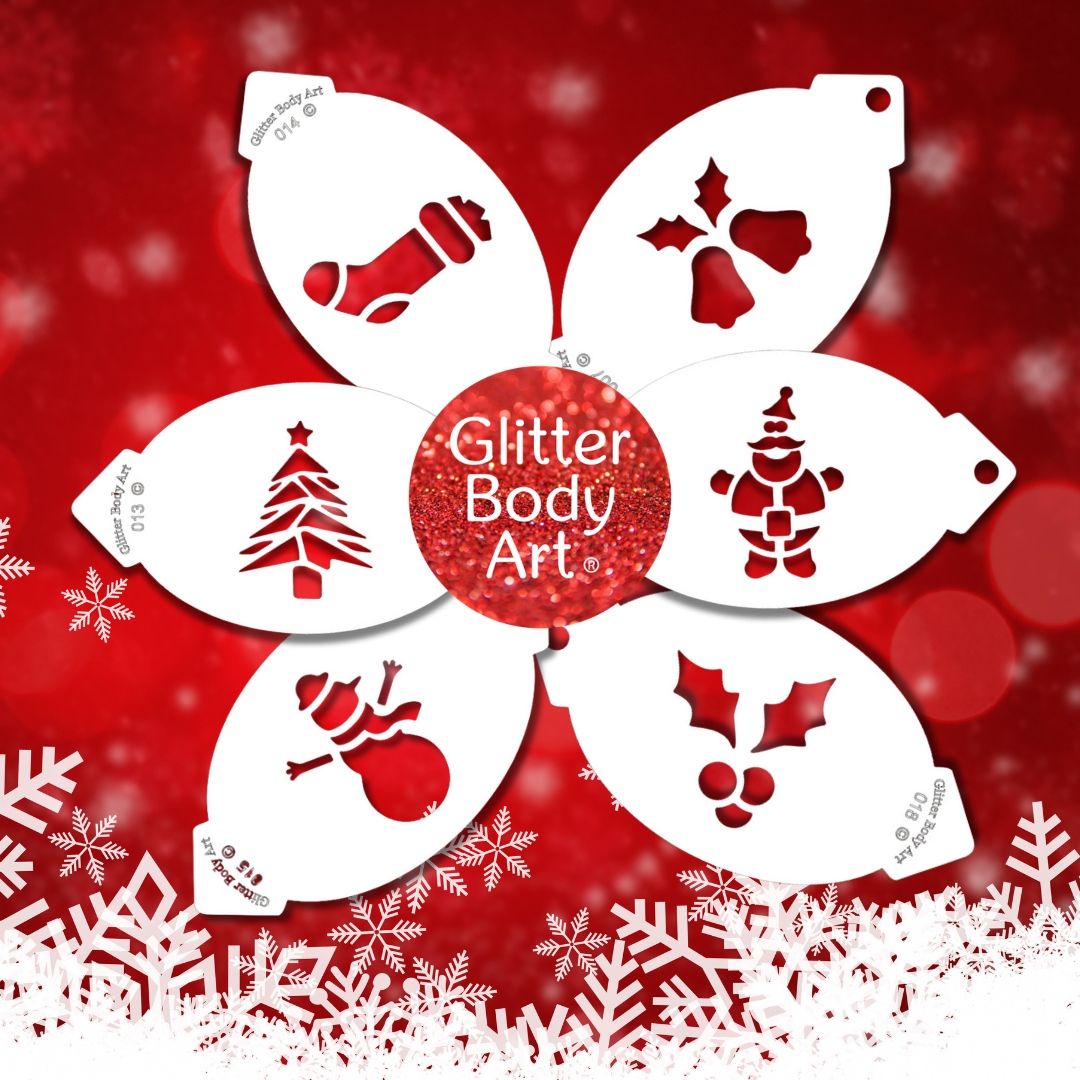 Christmas Face Paint Stencils X 6 - Temporary Tattoo Store throughout Christmas Face Painting Template