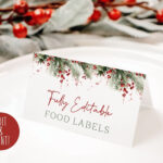 Christmas Food Label Template, Editable Christmas Food Tent Cards Pertaining To Christmas Food Label Template