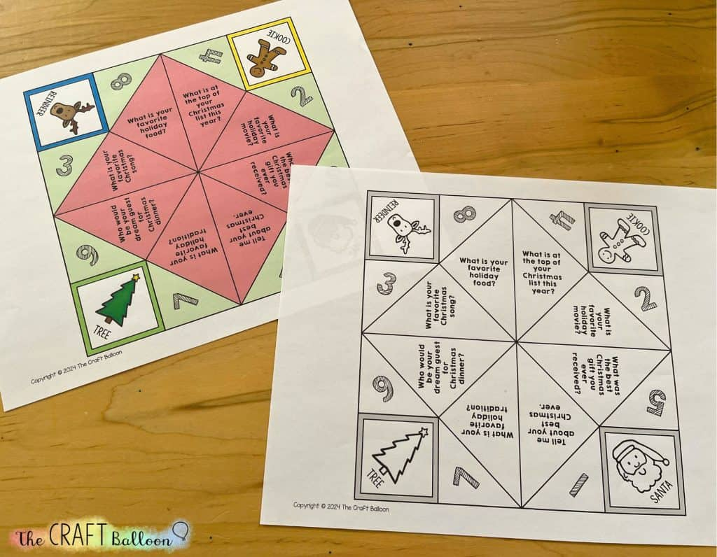 Christmas Fortune Teller (Cootie Catcher) - The Craft Balloon pertaining to Christmas Fortune Teller Template