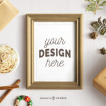 Christmas Frame Poster Mockup Composition Psd Editable Template Regarding Christmas Frame Template Photoshop