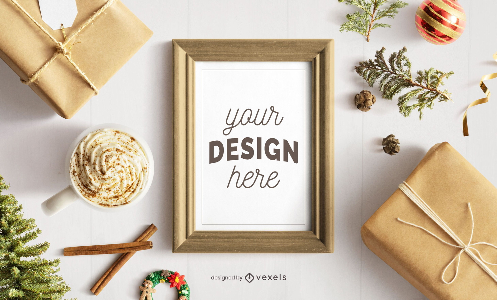 Christmas Frame Poster Mockup Composition Psd Editable Template regarding Christmas Frame Template Photoshop