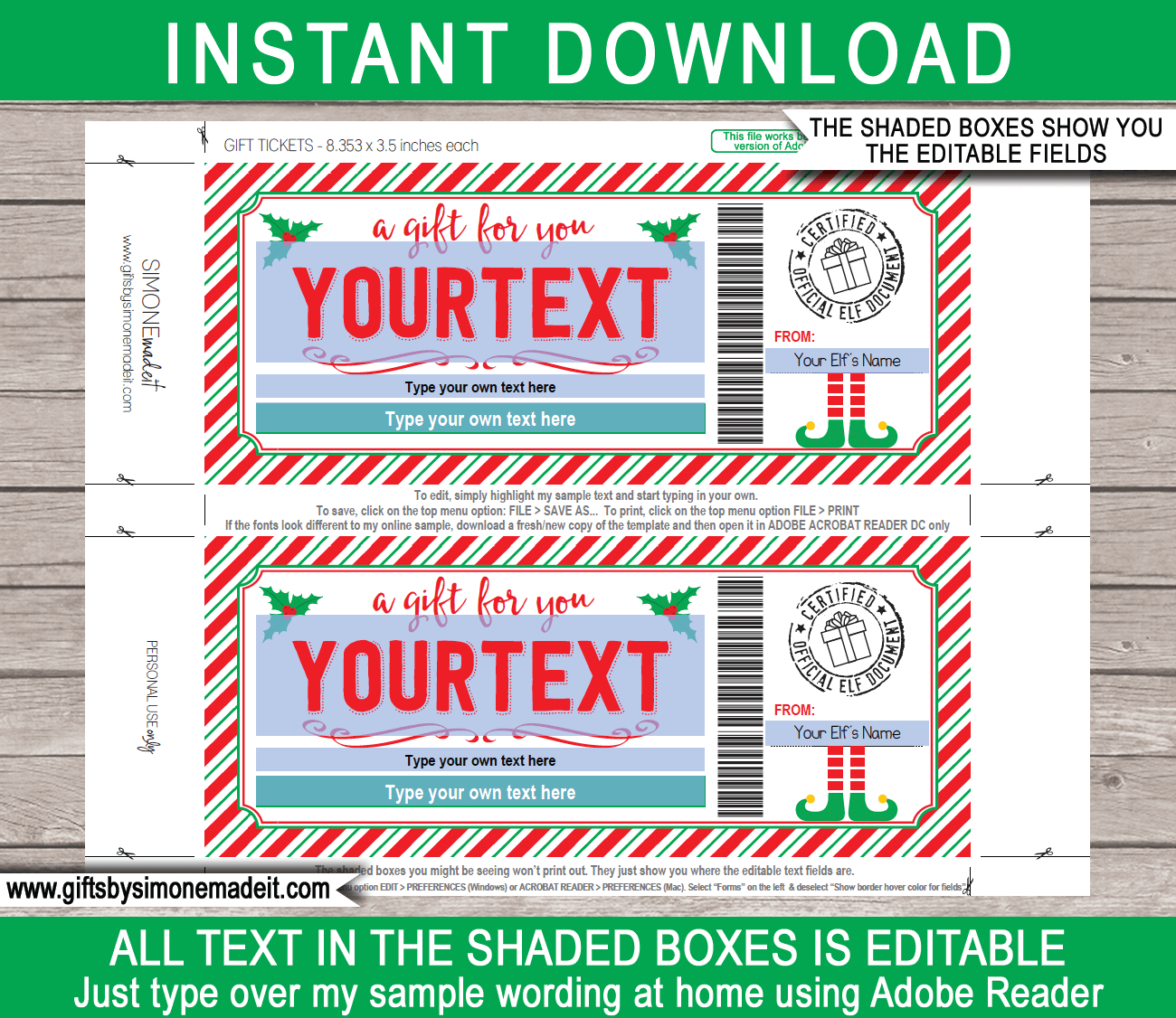 Christmas Gift Certificate From Elf Template - Red & Green pertaining to Christmas Card Elf Template