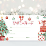Christmas Gift Certificate Voucher Template, Editable Christmas In Christmas Gift Voucher Template Free