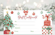 Christmas Gift Certificate Voucher Template, Editable Christmas in Christmas Gift Voucher Template Free