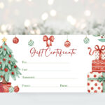 Christmas Gift Certificate Voucher Template, Editable Christmas With Regard To Christmas Gift Certificate Template Free
