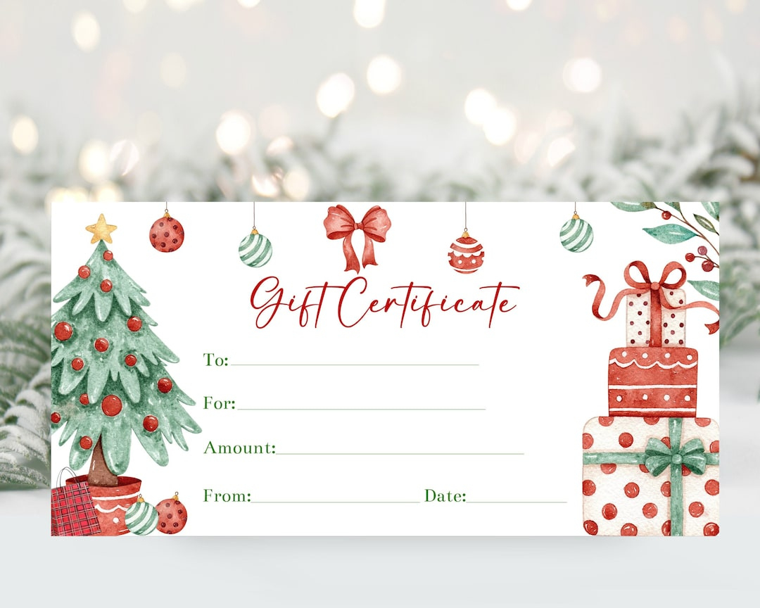 Christmas Gift Certificate Voucher Template, Editable Christmas with regard to Christmas Gift Certificate Template Free