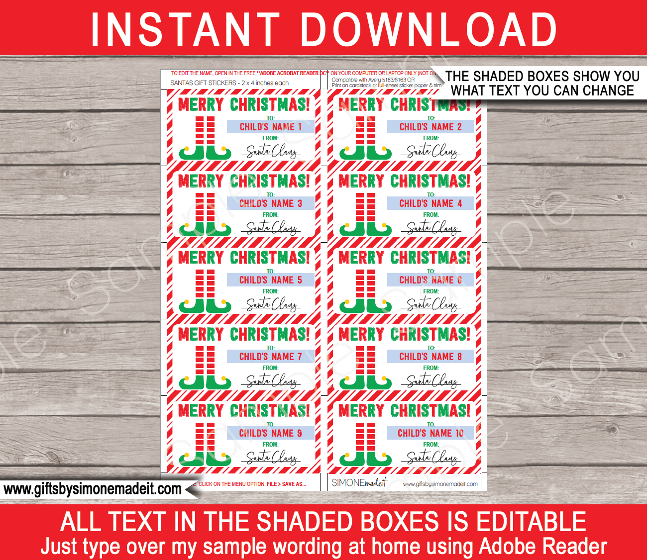 Christmas Gift Labels Template (Elf) - Red &amp;amp; Green pertaining to Christmas Gift Tags Template Printable