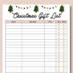 Christmas Gift List Editable | Fillable | Pdf | Printable Throughout Christmas Gift List Template