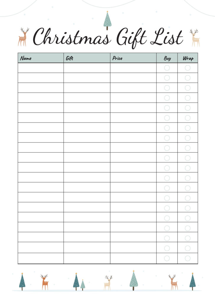 Christmas Gift Checklist Template Christmas Gift Checklist Template