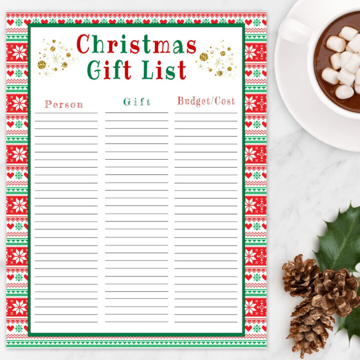Christmas Gift List Template