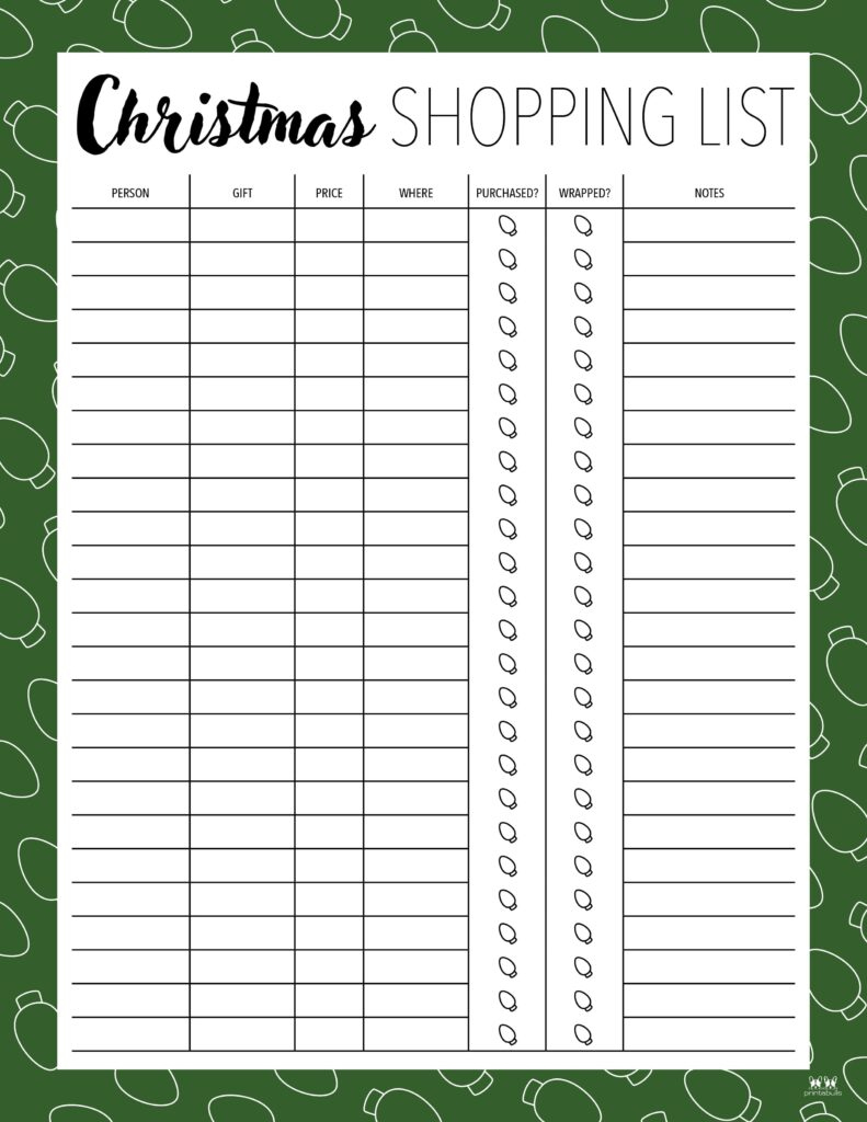 Christmas Gift List Templates - 20 Free Pages | Printabulls regarding Christmas Gift Organizer Template