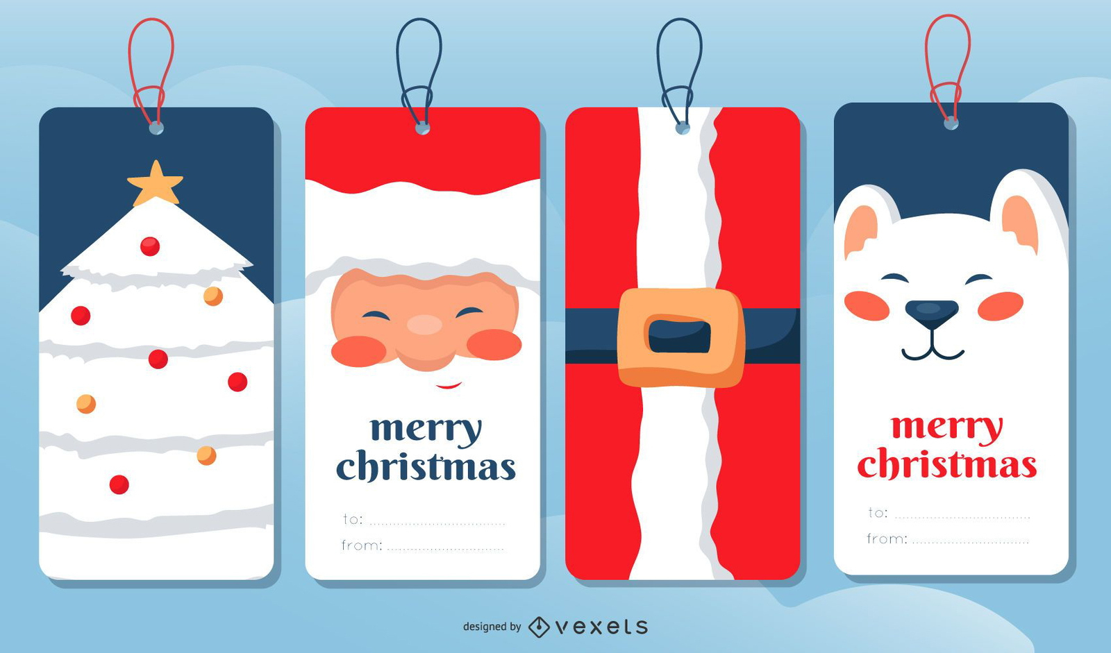 Christmas Gift Tags Set Vector Download for Christmas Gift Tag Label Template
