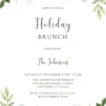 Christmas Greenery Holiday Brunch   Free Christmas Party Pertaining To Christmas Brunch Invite Template