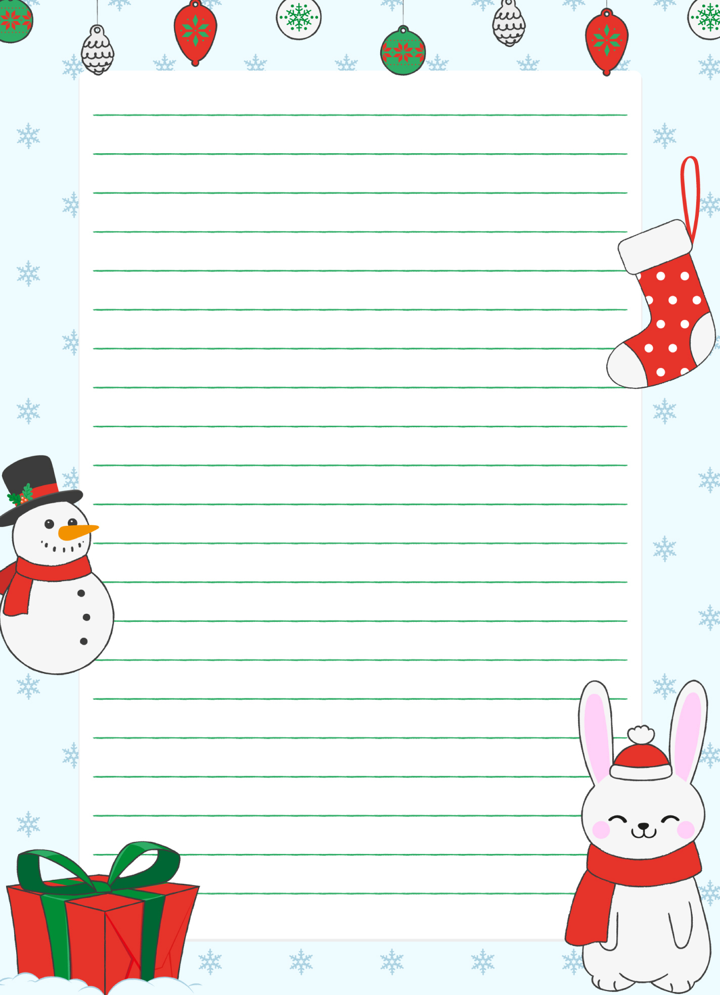 Christmas Holiday Lined Paper Free Google Docs Template - Gdoc.io intended for Christmas Holiday Stationery Template