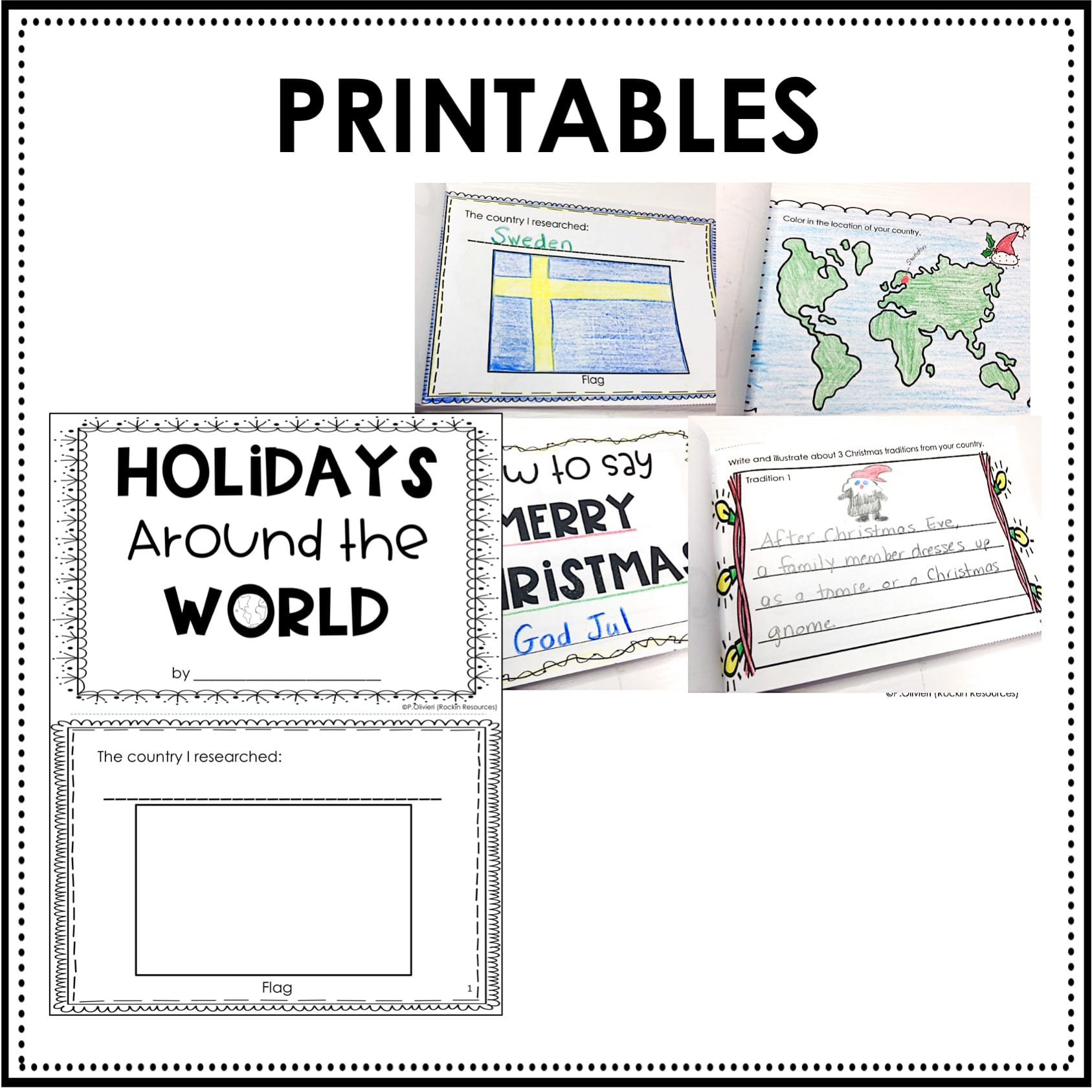 Christmas/Holidays Around The World Research Project - Rockin with Christmas Around the World Research Template