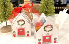 Christmas House Gift Box Template, Printable Holiday Treat Box within Christmas House Box Template