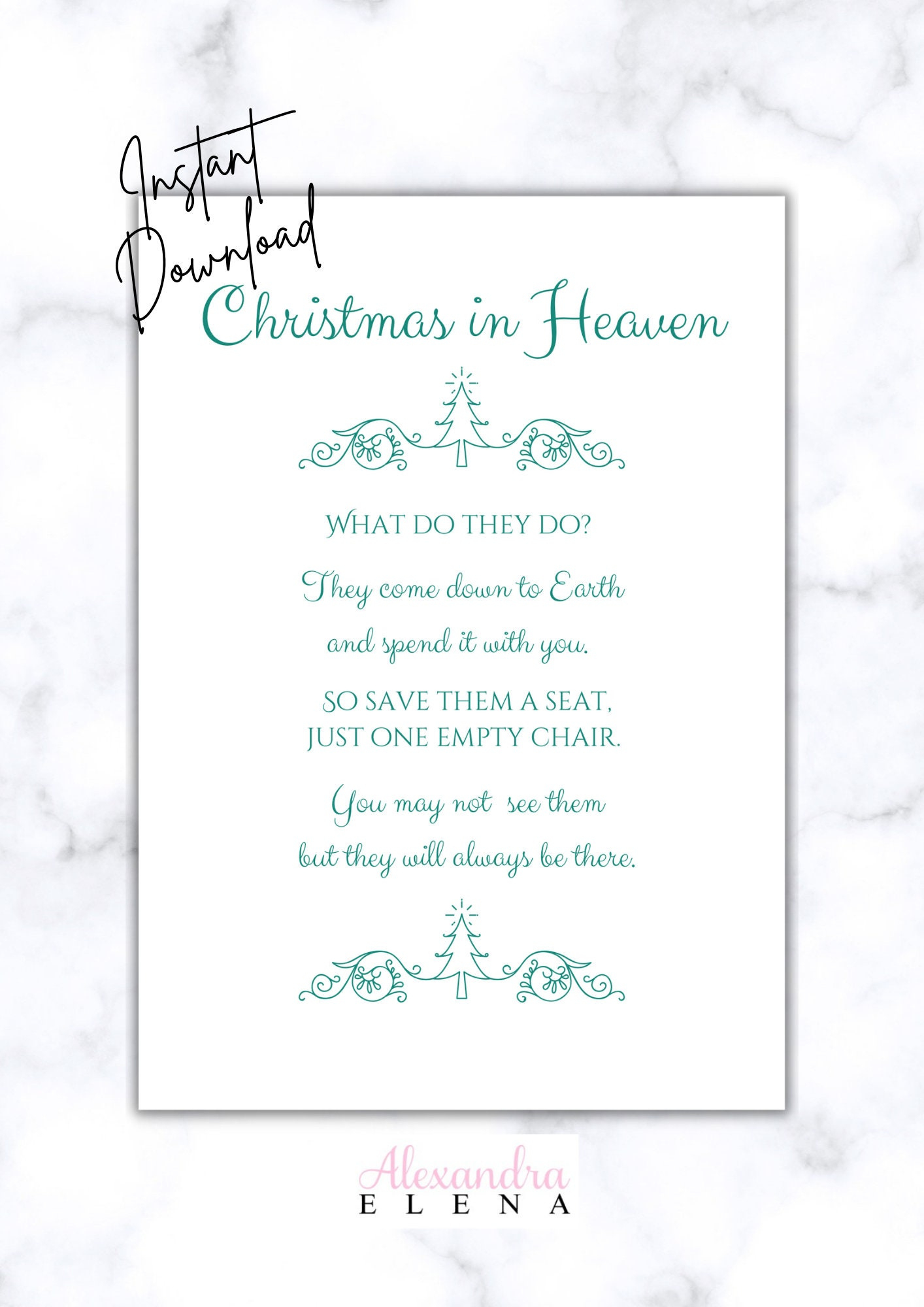 Christmas In Heaven Printable Pdf Poem You Print And Frame in Christmas in Heaven Template