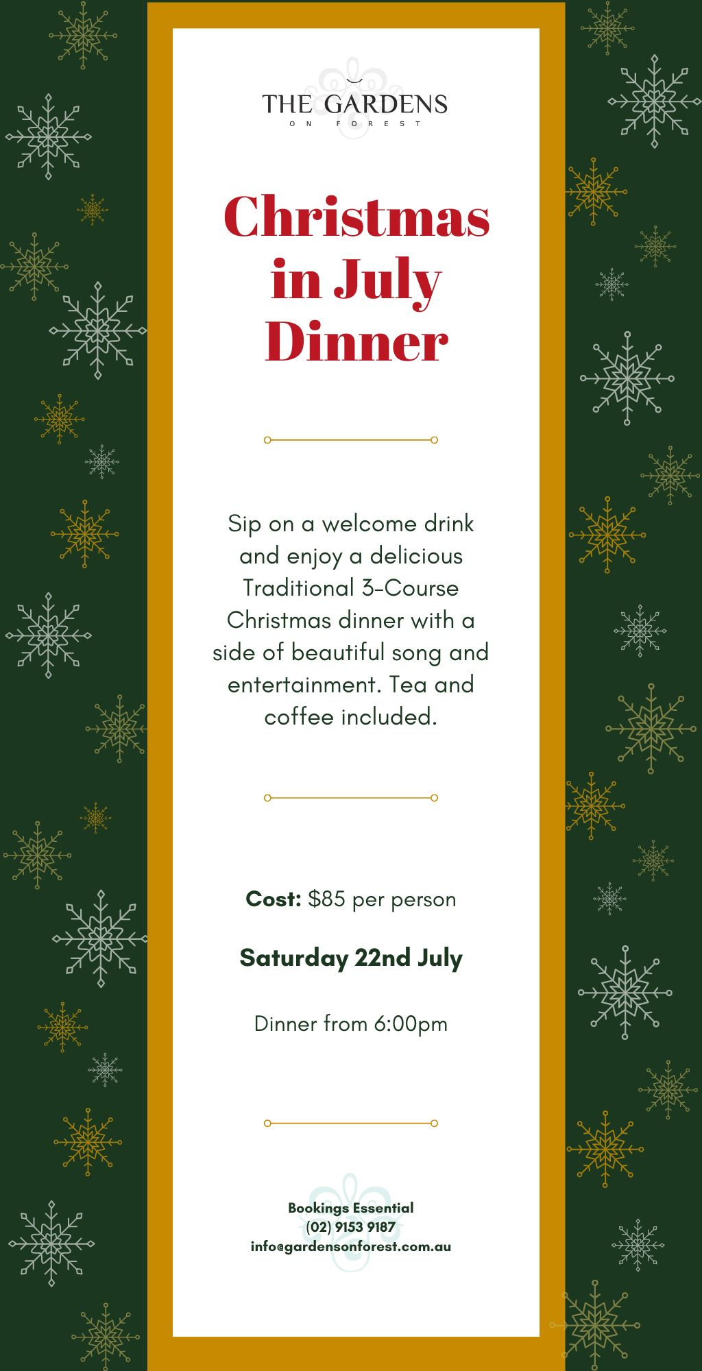 Christmas In July Dinner In Sydney - Festive Dining Experience intended for Christmas In July Menu Template