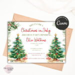 Christmas In July Invitation, Tropical Christmas In July Birthday Intended For Christmas In July Card Template