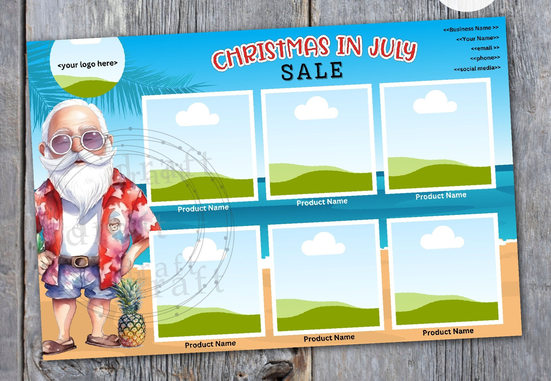 Christmas In July Marketing Flyer Design • Canva-Editable • 1/2 in Christmas in July Poster Template