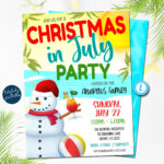 Christmas In July Party Invitation: Beach Snowman (Printable With Regard To Christmas In July Flyer Template
