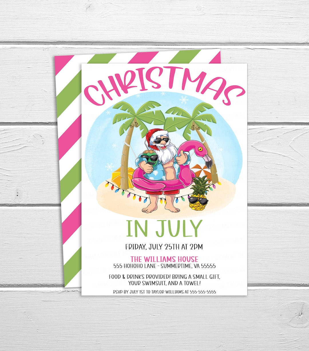 Christmas In July Party Invitation, Summer Santa Holiday Invite in Christmas in July Invitation Template Free