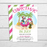 Christmas In July Party Invitation, Summer Santa Holiday Invite Pertaining To Christmas In July Template Free