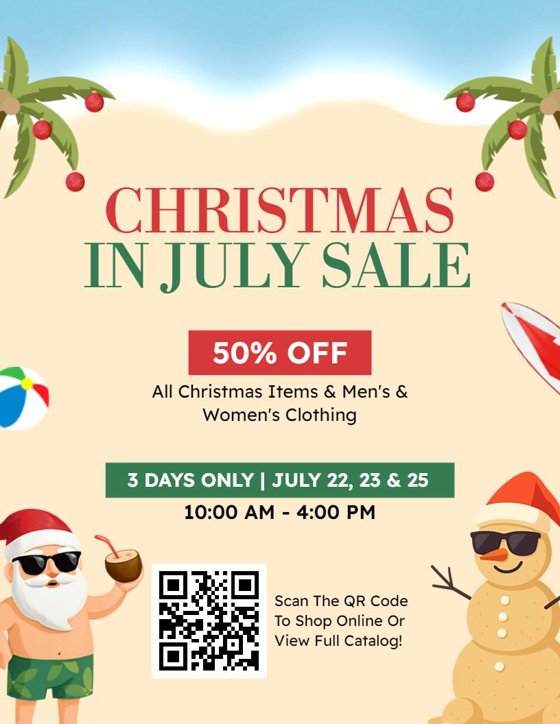 Christmas In July Sale Shopping Event Flyer Template inside Christmas In July Flyer Template