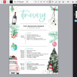 Christmas Itinerary Template, Birthday Weekend, Bachelorette Party,  Holidays, Winter Wonderland, Schedule, Agenda, Instant Download Xmas04 Inside Christmas Day Itinerary Template
