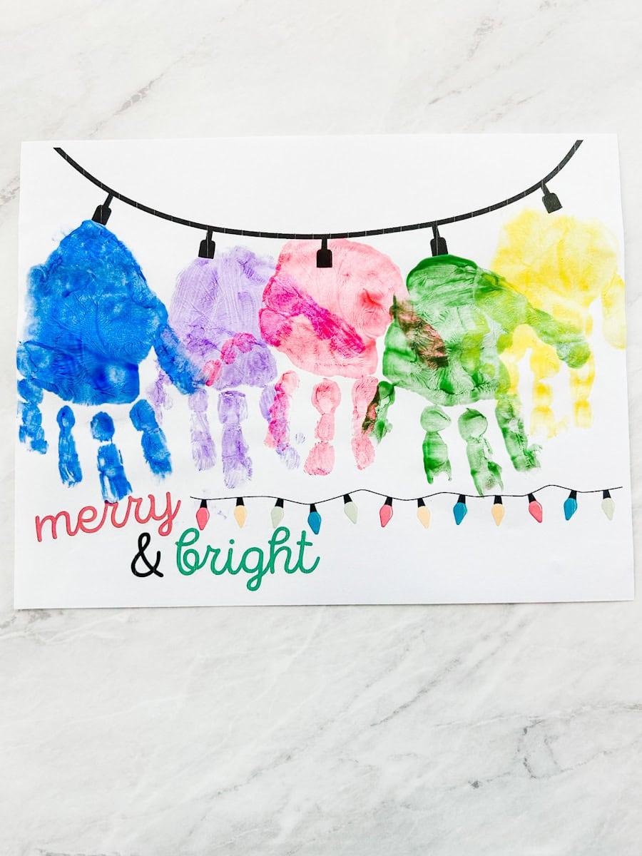Christmas Lights Handprint Craft | Printable Template - Fox Farm Home throughout Christmas Handprint Art Template