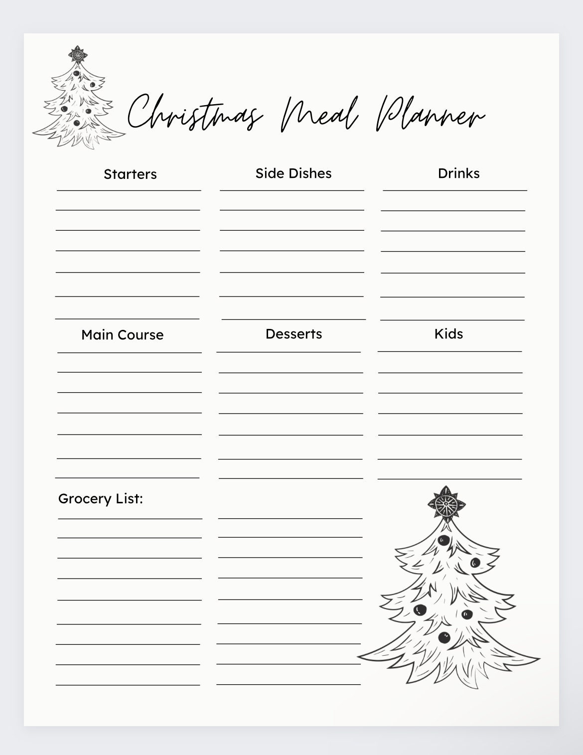 Christmas Meal Planner,Christmas Menu,Christmas Dinner Planner intended for Christmas Dinner Planning Template