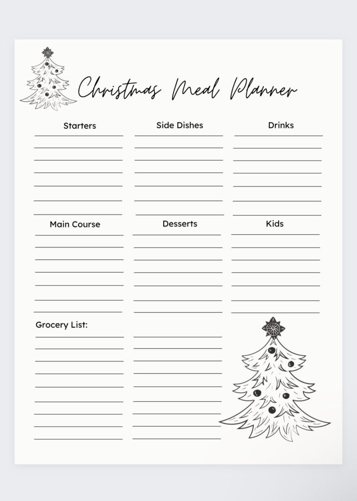 Christmas Dinner Checklist Template