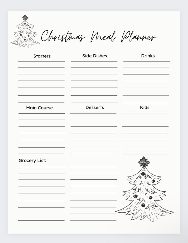 Christmas Dinner Planner Template