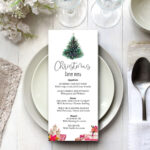 Christmas Menu Dinner Template, Xmas Dinner Menu Instant Download Intended For Christmas Eve Menu Template