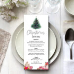 Christmas Menu Dinner Template, Xmas Dinner Menu Instant Download Within Christmas Dinner Menu Template