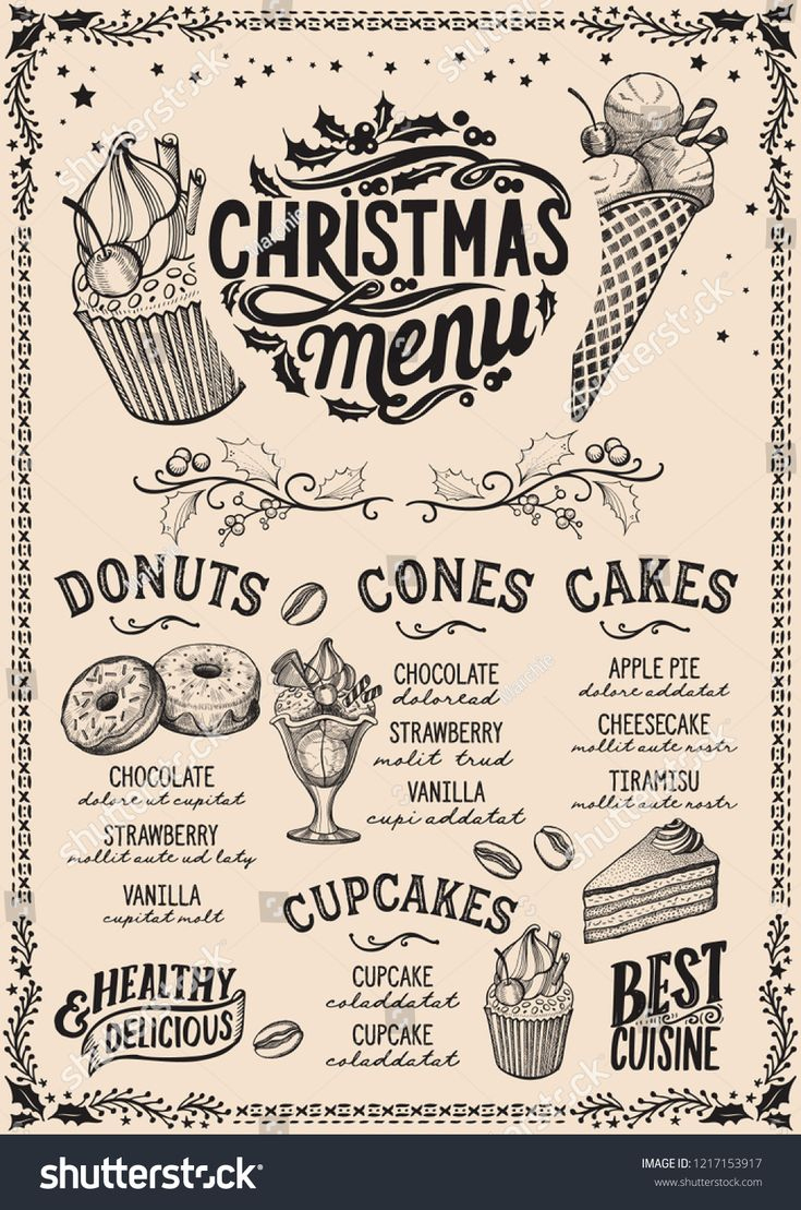 Christmas Menu Template Dessert Restaurant Cafe Stock Vector intended for Christmas Dessert Menu Template