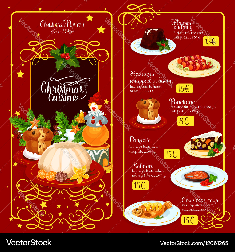 Christmas Menu Template - Festive Food – Royalty-Free Vector inside Christmas Food Menu Template