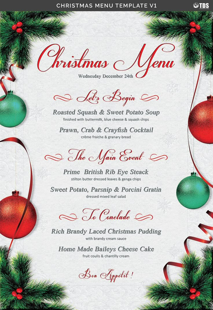 Christmas Menu Template V1Thats Design Store #Ad inside Christmas Catering Menu Template