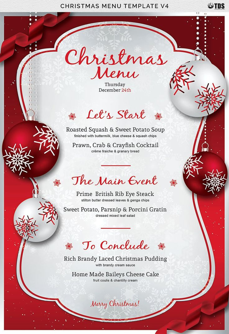 Christmas Menu Template V4, A Flyer Templatethatsdesign Art intended for Christmas Dinner Menu Template