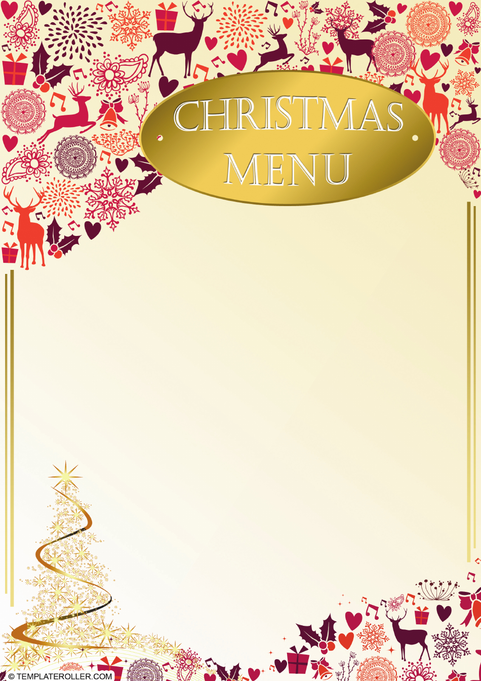 Christmas Menu Template - Yellow Download Printable Pdf with Blank Christmas Menu Template