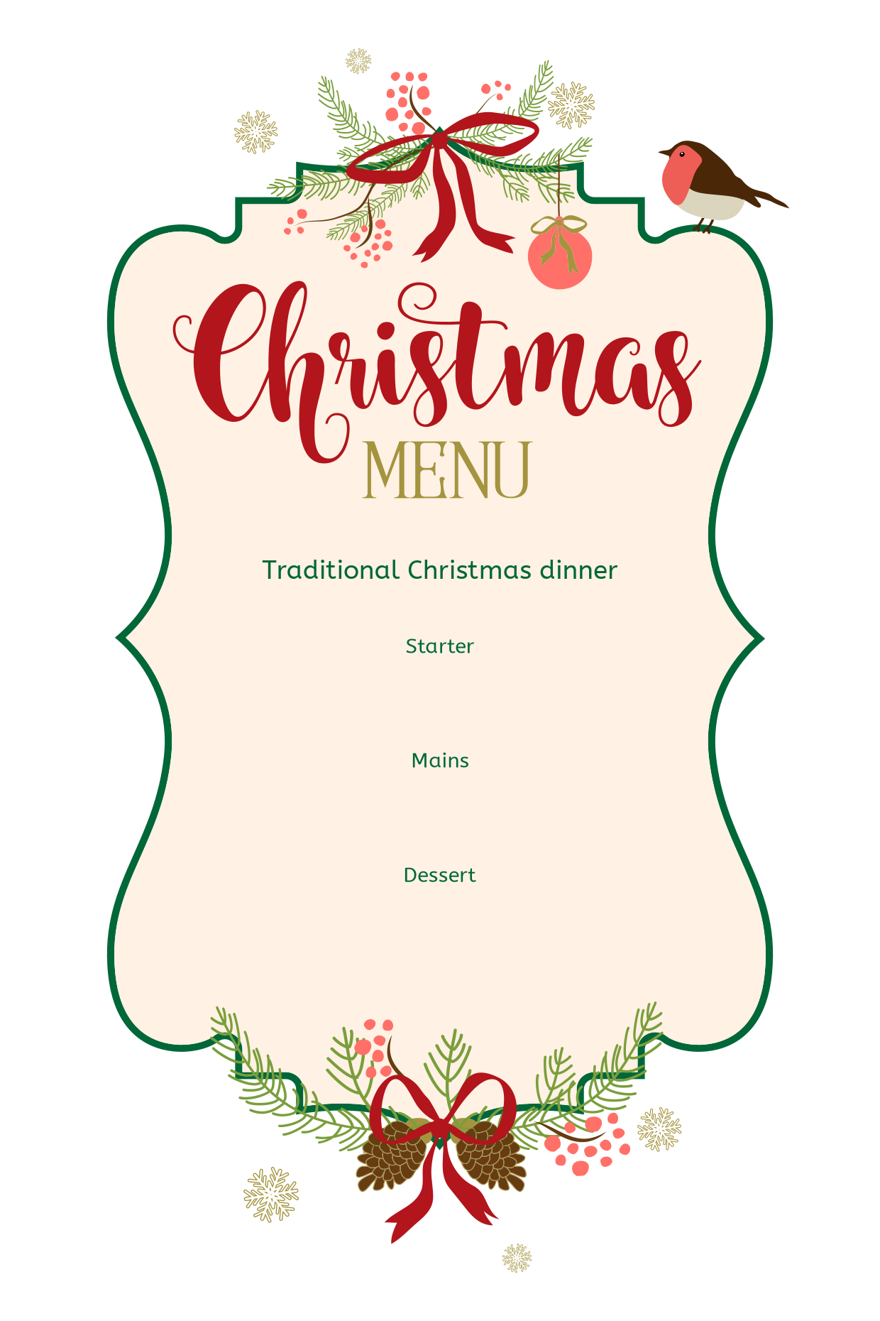 Christmas Menu With Curvy Frame Sign Template | Square Signs pertaining to Christmas Eve Menu Template